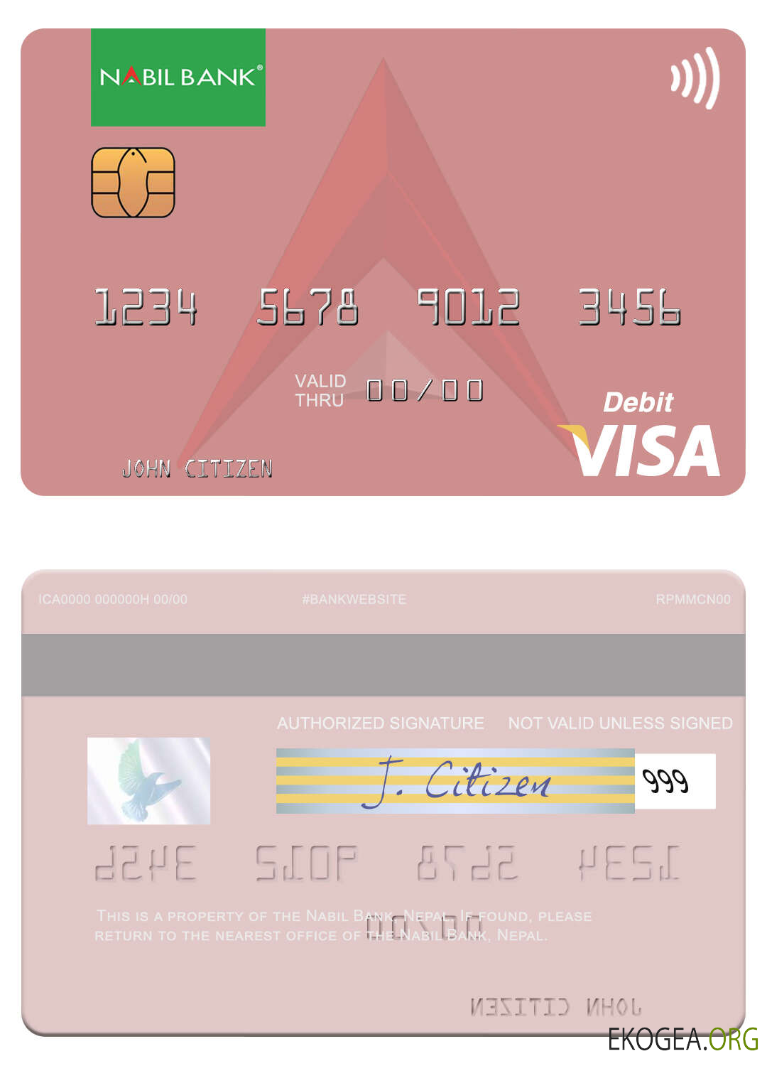 Carte de débit visa Népal Nabil Bank